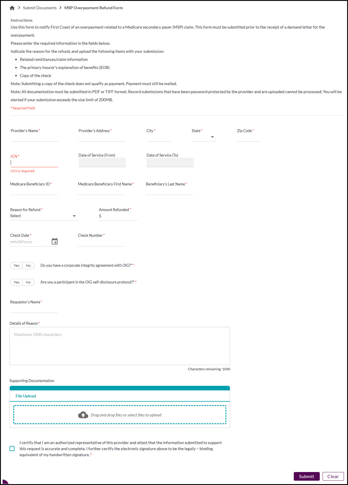 Formulario de Reembolso de sobrepago de MSP