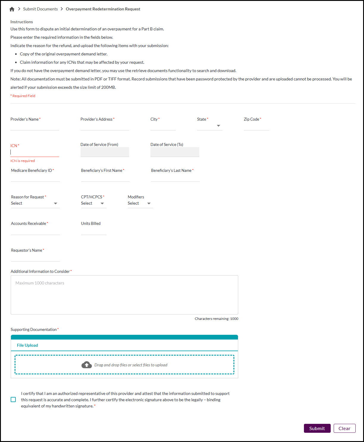 Parte B - Solicitud de redeterminación de sobrepago