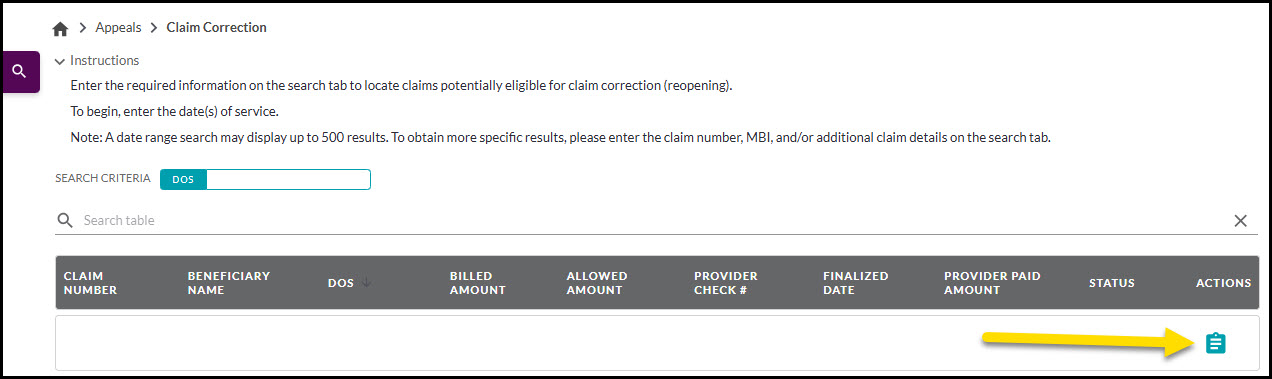 Parte B - Icono de resumen de la reclamación