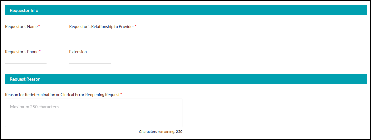 Parte A – Solicitud de redeterminación