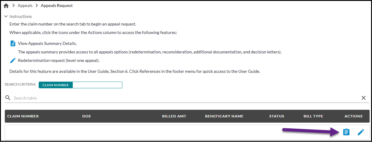 appeals request search results