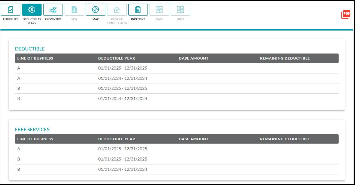 pestaña de deducible