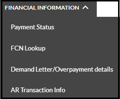 financial information menu