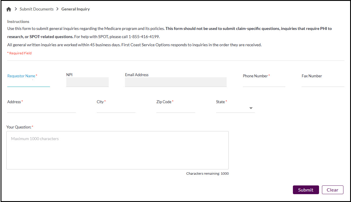 Formulario de consultas generales