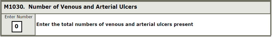 Captura de pantalla de M1030 Número de úlceras venosas y arteriales