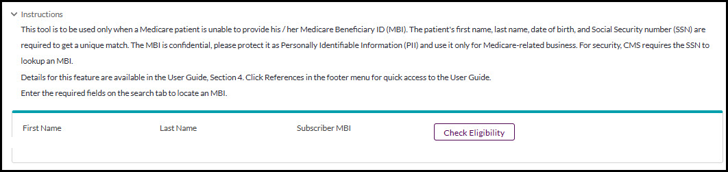 MBI lookup search results