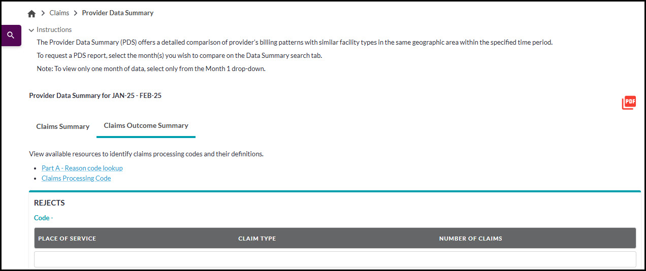 Parte A - Tabla de códigos de mensajes de solicitud de PDS