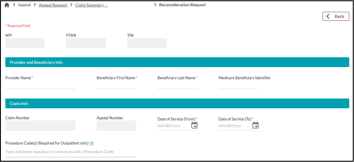 Parte A – Solicitud de reconsideración