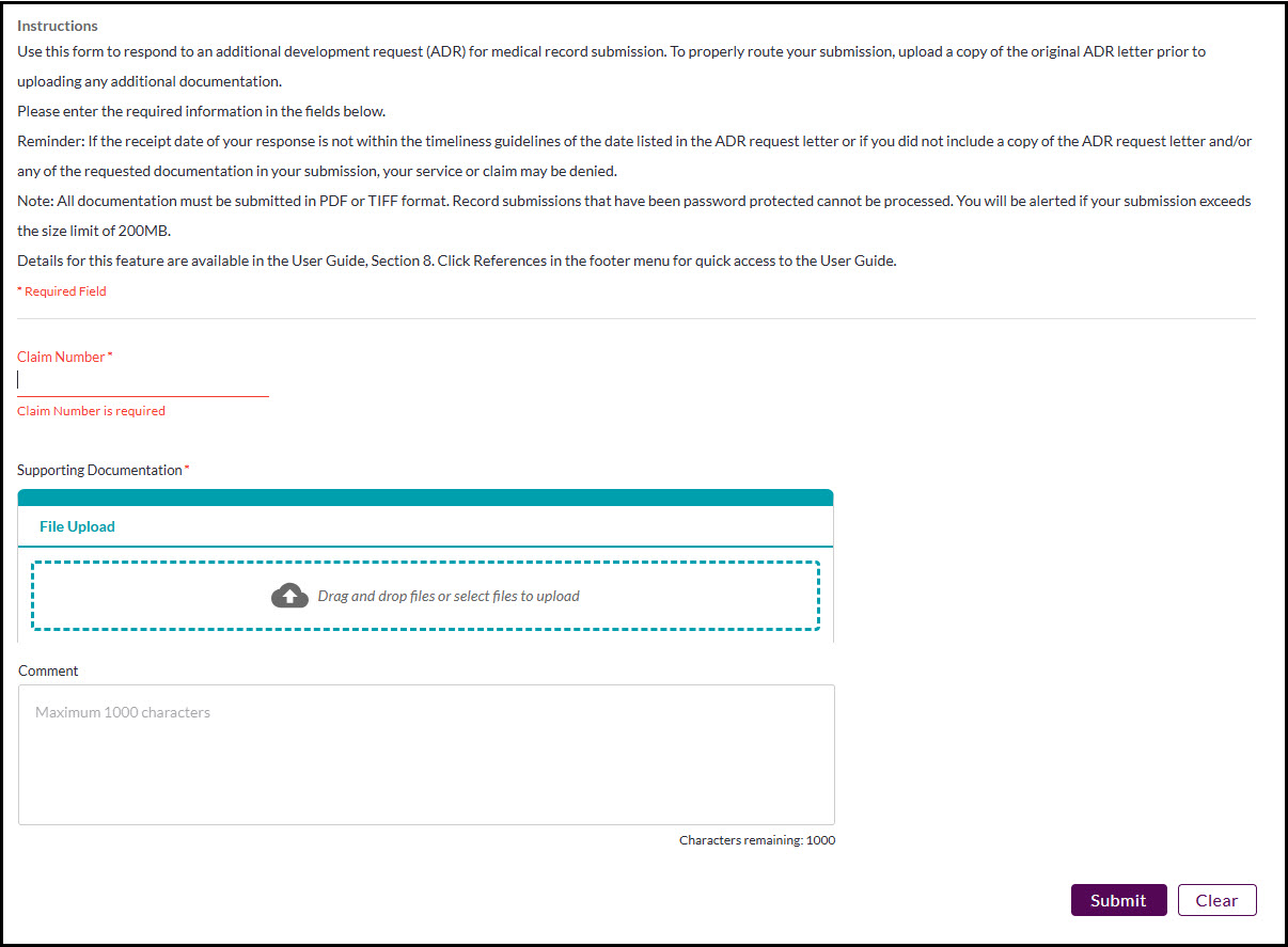 Enviar documentos: Registros médicos / ADR
