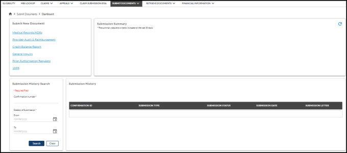 Tablero de comandos para Enviar documentos, Parte A
