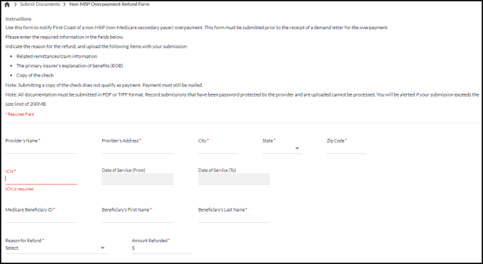 Formulario de reembolso por sobrepago que no sea de MSP - Parte B - 1