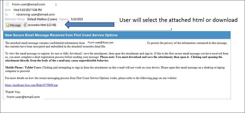 select attachment in email